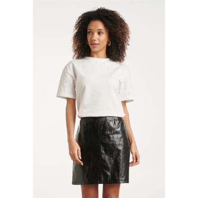 Smashed Lemon Ivoorkleurig t-shirt met decoratieve parels |
