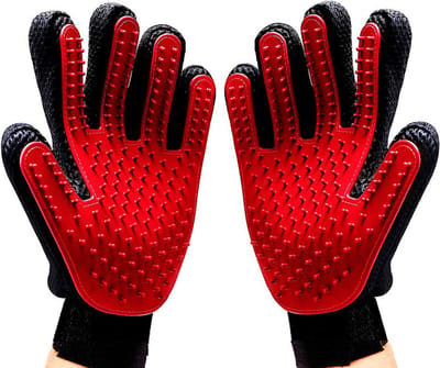 Gadgetpoint - Verzorgingshandschoen - Vachtverzorging - Hond - Kat - Huisdieren - Rechterhand - Rood
