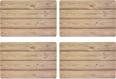 Bellatio Design Tafel Placemats - 4x - houten planken print - bruin - 43 x 28 cm - diner en ontbijt onderleggers