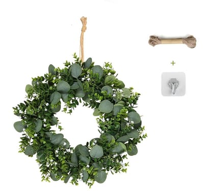 Deurkransen 45 cm Met Witte Bloemen En Groene Bladeren Deurdecoratie Deurkrans Voor Het Hele Jaar Door voor Bruiloften Valentijnsdag Landhuisstijl Ramen