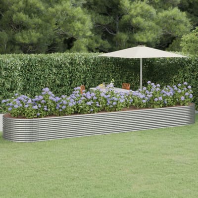 vidaXL - Plantenbak - 584x140x68 - cm - gepoedercoat - staal - zilverkleurig