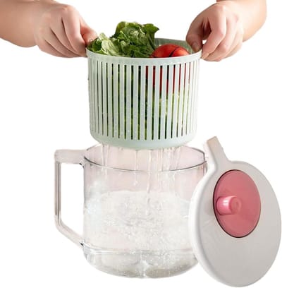 Slacentrifuge - Groentedroger - Salade Bereiden - Handmatige Bediening - 23.5 x 19.5 cm - Wit