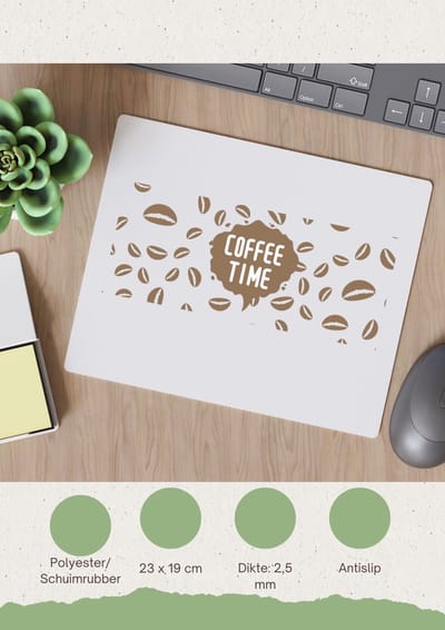 Akyol - coffee time Muismat - Koffie - koffie drinkers/liefhebbers - koffiebonen - verjaardagscadeau - cadeau - kado - geschenk - verjaardag - collega's - 23 bij 19 cm