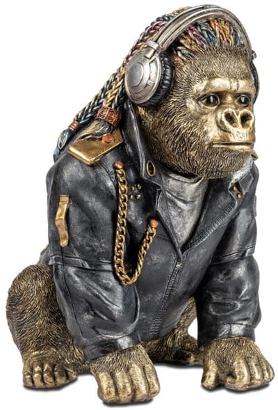 Gorilla - Ruig - Stoer - Beeld - Polyresin - Goud - Zwart - Formano - 34x28x21cm - Beeld - Decoratie - Cool!!