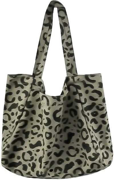 JHUBERS- Schoudertas met luipaardpatroon - Grote Schoudertas - Boodschappentas - Modieuze Shopper - Katoenen Tas - 38 x 72 cm
