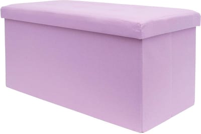 Opvouwbare bank roze 76x38x38 cm - Zitkubus met opbergruimte - Voetensteun kist zitkruk