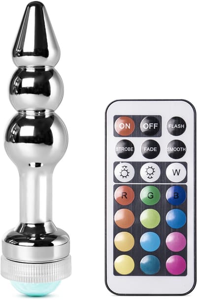 Metalen Buttplug met LED-Verlichting en Afstandsbediening – Anale Plug met Kleurenlicht en Gladde Afwerking