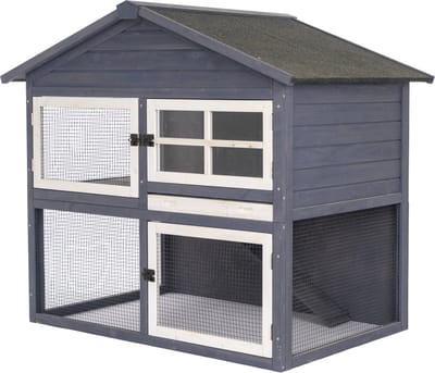 Adori Konijnenhok Raffy - Dierenverblijf - 130x86x112.5 cm Donkergrijs Wit