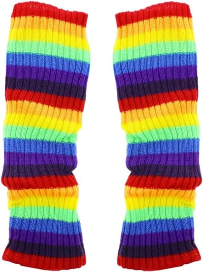Beenwarmers 40 cm - Overknee - Regenboog - Ideaal voor carnaval en Pride - SnelShoppen