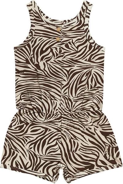 Little Indians Jumpsuit Kort Zebra Meisjes Katoen Bruin Maat 3-4 Jaar