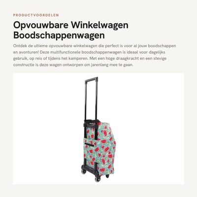 Dailygoods- Boodschappenwagen Hoge Draagkracht - Opvouwbaar - Antisliphandvat - Waterdicht - Afneembare Tas - Compacte Opslag - Boodschappentrolley