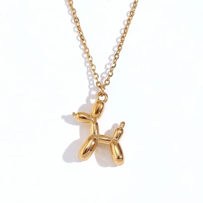 ketting met bedel ballon hond - necklace with charm dog - stainless steel - rvs - gold -
