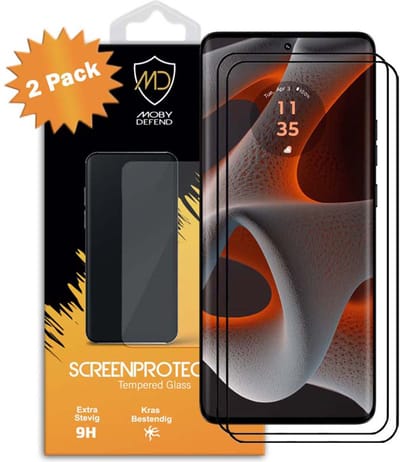 2-Pack MobyDefend Screenprotectors - Geschikt voor Motorola Edge 50 Pro - Screensavers Met Zwarte Randen - Gehard Glas