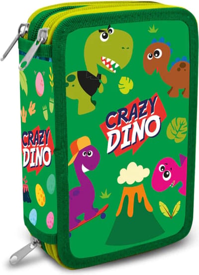 Crazy Dino Gevulde Etui Met 3 Ritsen