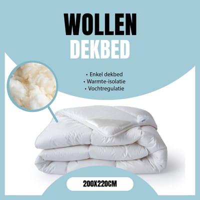 LINNICK Wollen Enkel Dekbed - Enkel Dekbed - 200x220cm - 100% Zuivere Scheerwol - 100% katoen Tijk - Wollen Dekbed 200x220 - Tweepersoons Extra Lang - Dekbedden