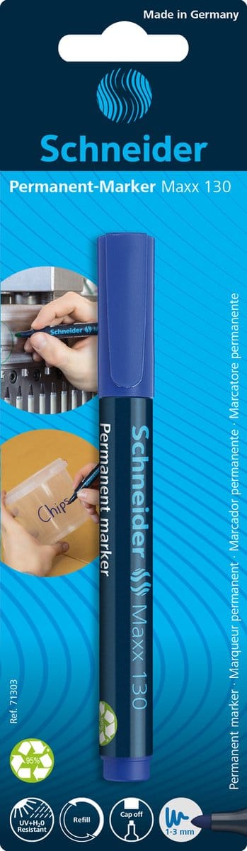 Schneider permanent marker - Maxx 130 - schrijfkleur blauw - met ronde punt - navulbaar - S-71303