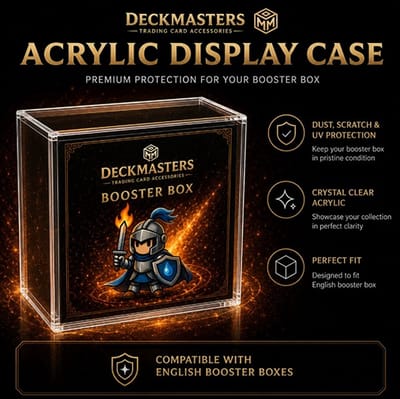 Deckmasters Booster Box Display Case – Acryl Beschermdoos geschikt voor Sealed booster box – UV & Stof Bescherming – Geschikt voor Standaard Pokemon Engelse Booster Box – Magnetische sluiting