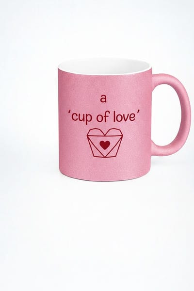 Roze 'Cup of Love' Mok met Hart Design | Sprankelende Liefdes Beker | Romantisch Cadeau