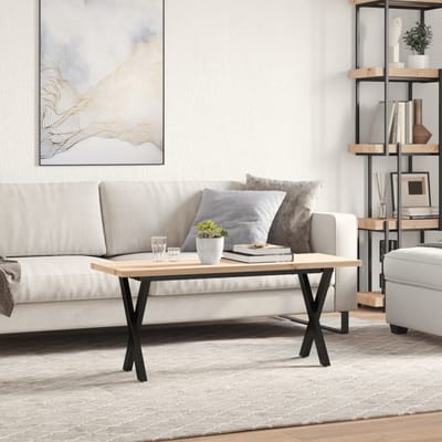 vidaXL - Salontafel - X-frame - 110x40x45,5 - cm - grenenhout - en - staal