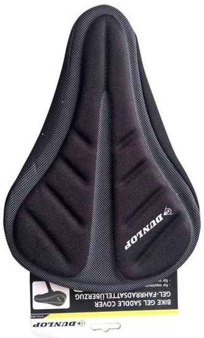 Dunlop Fietszadelhoes Gel - Hoes voor Fietszadel - Zadelcover - Fietsen zonder Zadelpijn - Gelzadel - Beschermt Zadel Slijtage - met Trekkoord voor Bevestiging - 28 x 20 CM - Zwart