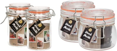 Weckpotten/inmaakpotten - set 4x - 250/500 ml - glas - met beugelsluiting - 2 formaten