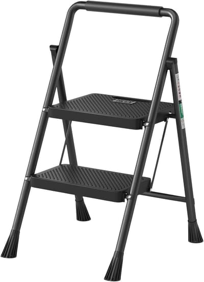 Vouwbare 3-treden Opstapladder met Antislip Pedalen - Lichtgewicht en Draagbaar voor Huishoudelijk en Kantoorgebruik