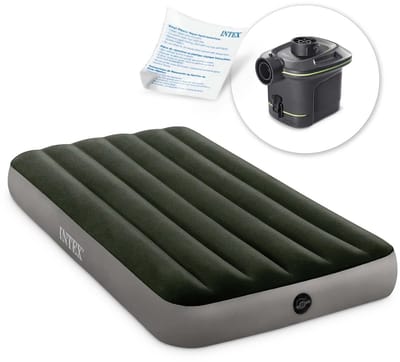 Intex prestige downy eenpersoons luchtbed 99×191×25cm incl batterijpomp