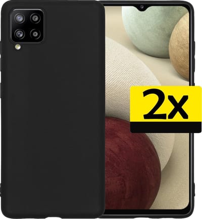 Hoesje - 2 Stuks - Geschikt voor Samsung Galaxy A12 - Sterk & Shockproof - Case Siliconen - Back Cover - Telefoon Hoes - Telefoonhoesjes - Zwart