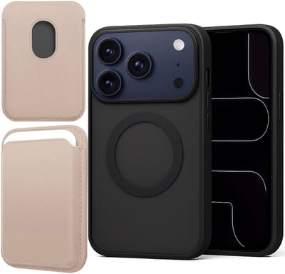 Hoesje + Pasjeshouder geschikt voor iPhone 17 Pro - Portemonnee geschikt voor MagSafe - Magnetisch - Pasjes Houder - Creditcardhouder - Goud
