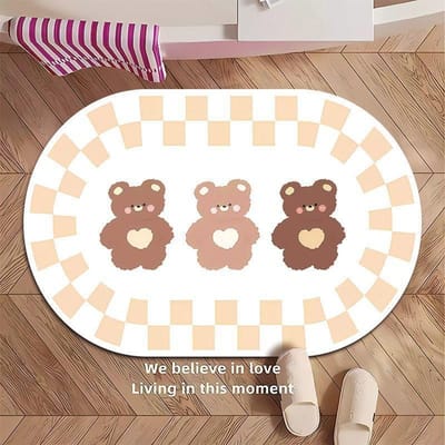Schattige Snoepbeer Badkamervloermat Diatomeeënaarde Waterabsorptie Sneldrogend Badkamer Toilet Toilet Toiledeur Antislip Voetmat 40 * 60cm