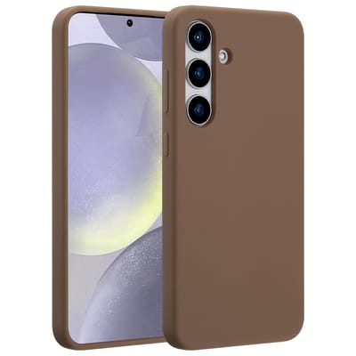 Accezz Hoesje - Geschikt voor Samsung Galaxy S25 Plus - Liquid Silicone Backcover met Magnetische Ring - Lichtbruin