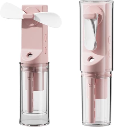 Handventilator - Mini Handventilator Met Sproei - Ventilator Met Waternevel - 1500mAh USB-C Oplaadbaar - 4 Snelheden - Draagbaar Design (14cm) - Ideaal Voor Kantoor & Reizen - Roze
