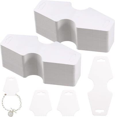 200 Stuks 4.7" x 2" Witte Lege Dikke Papieren Armband Displaykaarten met 2 Voorgeboorde Gaten, Stevige en Functionele Kaarten voor Sieraden en Oorbellen