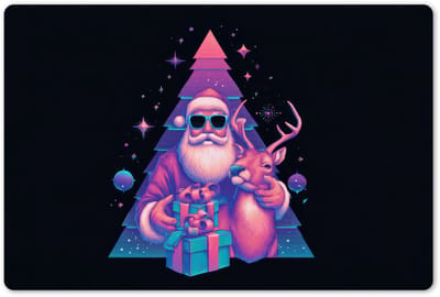Placemats 45x30 cm - Placemat kunststof - 1 stuk - Retro - Kerstman - Rendieren - Kerstboom - Borden onderleggers - Decoratie voor op tafel - Keuken tafeldecoratie accessoires - Vinyl onderlegger - Tafelversiering