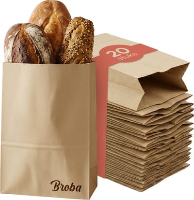 Broodzak voor Broodbakken met 20x Broodzakken Papier voor Zelfgebakken Brood