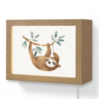 Wandlamp 20x15 cm - Oplaadbaar - Luiaard - Dier - Jungle dieren - Wandlampen binnen woonkamer - Slaapkamer lamp met kabel - Decoratieve nachtlamp - Vloerlamp snoer