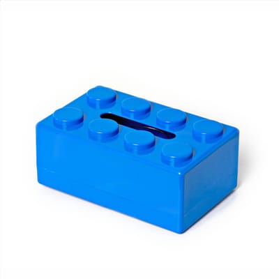 Bouwstenen Tissuebox Creatieve Ponsvrije Wandgemonteerde Tissuebox Veer Papierhanddoekhouder Badkamer Waterdichte Tissuebox blauw