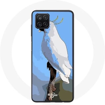 Samsung Galaxy A12 Hoesje Kaketoe Papegaaien Witte Vogels wit