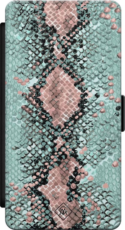 Casimoda® bookcase - Geschikt voor Samsung Galaxy S21 - Hoesje met pasjeshouder - Baby Snake - Blauw - Kunstleer