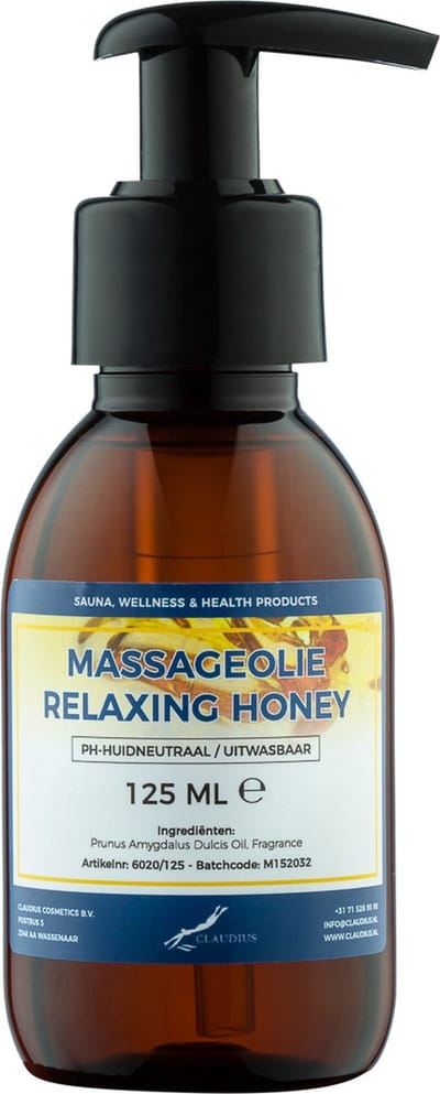 Massageolie Relaxing Honey 125 ml met pomp - 100% natuurlijk - biologisch en koud geperst