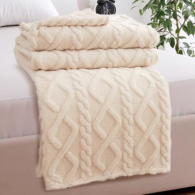 Knuffeldeken Pluizig - Fleecedeken Wollen deken - Opwarmen en Ontspannen - Zachte microvezel - 150x200cm - Beige