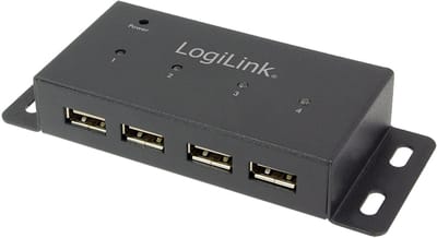 LogiLink USB 2.0 Hub 4-Port mit Netzteil Metall