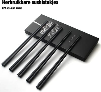 Sushistokjes set - Sushi servies - Sushi set - Chopsticksset - 5 sets sushi stokjes - Cadeau - zwart