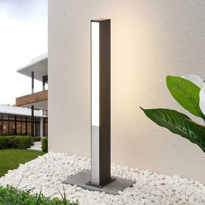 Lucande - LED buitenlamp - roestvrij staal, aluminium, polycarbonaat - H: 80 cm - donkergrijs, wit