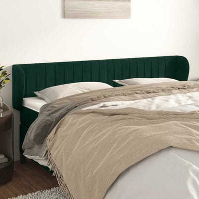 vidaXL - Hoofdbord - met - randen - 183x23x78/88 - cm - fluweel - donkergroen
