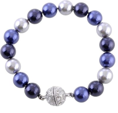 Behave - Blauwe parelarmband met magneetsluiting - feestelijk accent