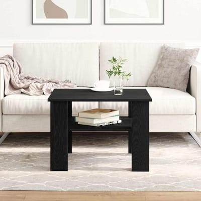 vidaXL - Salontafel - Zwart - Eiken - 60 - x - 60 - x - 42 - cm - Bewerkt - hout