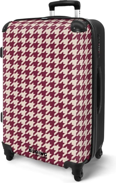 NoBoringSuitcases.com® - Koffer groot - Rolkoffer lichtgewicht - Paars Pied de Poule patroon - Vakantie reiskoffer met 4 wielen - Grote trolley XL - Travel suitcase large - 20 kg bagage - Ruimbagage medium met TSA slot