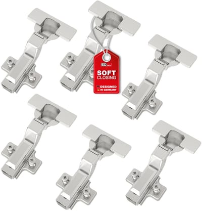 SOTECH SMOOTH 6 stuks SOFT-CLOSE potscharnieren 105° binnenaanslag T45 met montageplaten, deksels, schroeven en snelmontage KLIP, getest met 50.000 cycli