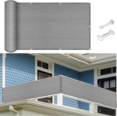 Inkijkbescherming Balkon - Privacy scherm Tuin - Buiten beschutting - Dubbele versterking - 95 x 850 cm - Grijs